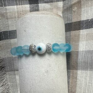 Chic Blue Evil Eye Bracelet with Silver Accents